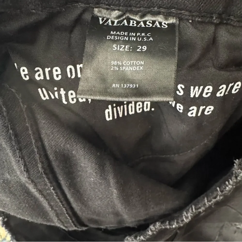Valabasas Black Distressed Jeans size 29